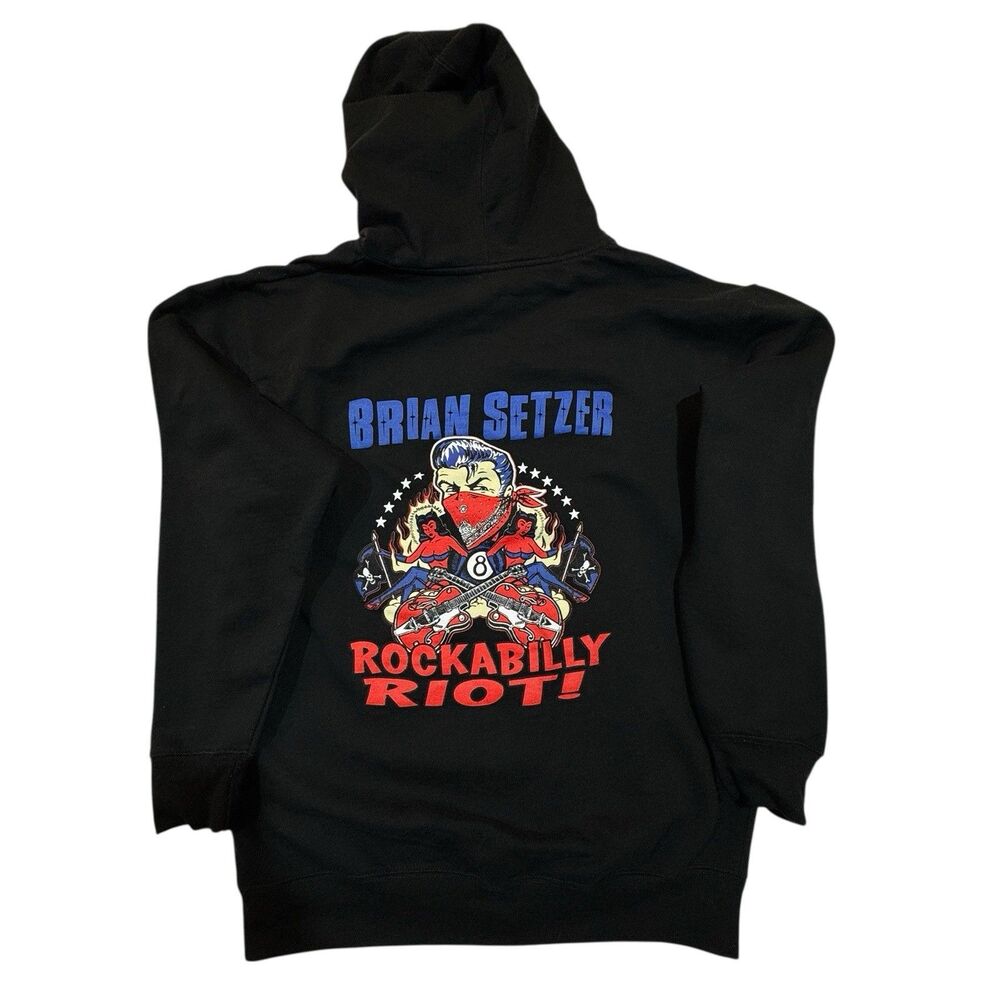 Brian Setzer Rockabilly Riot‎ Tour NWOT Zip Hoodie Mens L Independent Trading Co